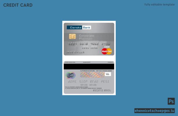 Beispielvorschau der Danskebank Firmenkreditkarte Platinum Mastercard (Dänemark)